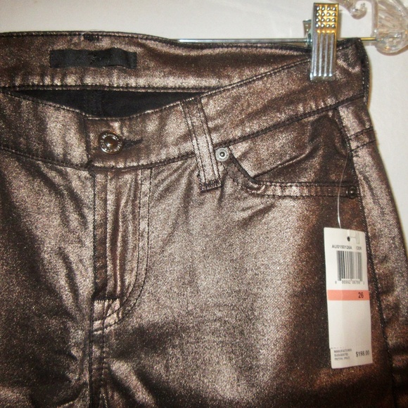 7 For All Mankind Metallic Bronze Skinny Jeans. - Picture 10 of 14